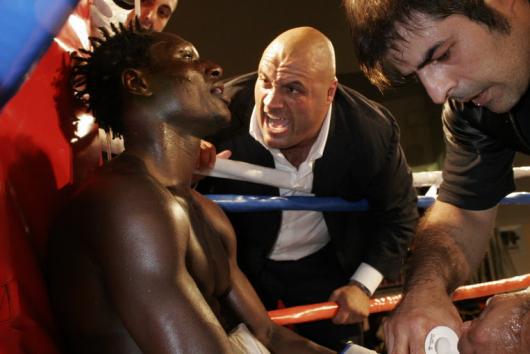 Boxe manager Davide Buccioni incites boxer Mouhamed Ali Ndiaye